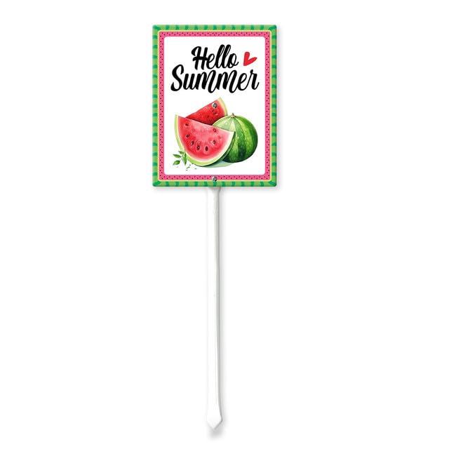 Geroclonup Summer Sign Watermelon Yard Decor Hello Summer Yard Sign with Stake 17.5x22cm Rustproof Outdoor Aluminum Yard Sign with Stake Outdoor Yard Decorations Yard Supplies for Home Garden Lawn