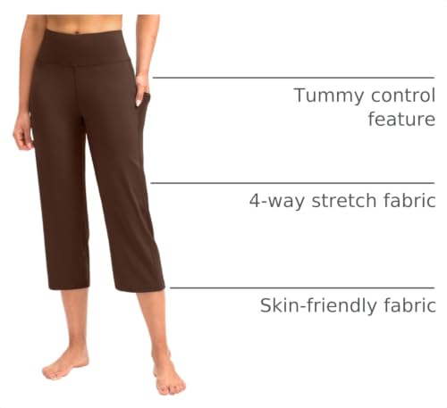 Image of G Gradual Capri Pants for Women High Waist Workout Yoga Pants with Pockets Tummy Control Leggings Crop Straight