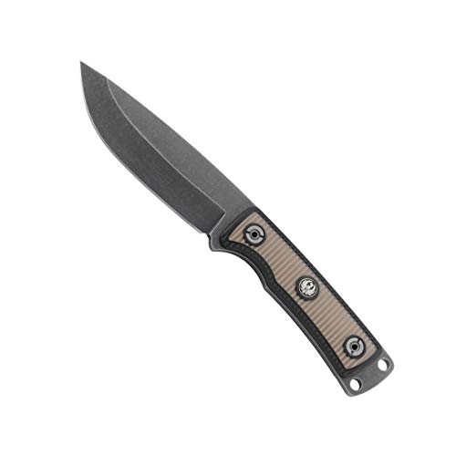 CRKT Ruger Powder-Keg Fixed Blade Knife with Sheath Hunting and Outdoor Knife, Black Drop Point Blade, Textured Rubber Handle Scales, Leather Sheath R1401K