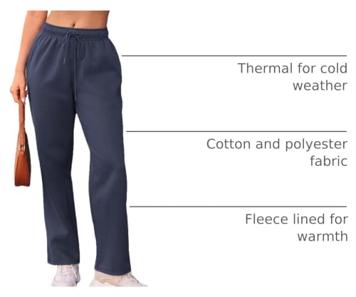 Image of AUTOMET Women's Straight Leg Sweatpants Fleece Lounge Pants | Fall Athletic Joggers with Pockets,Lightweight Soft Sweat Pants, Casual Gym Workout Pants