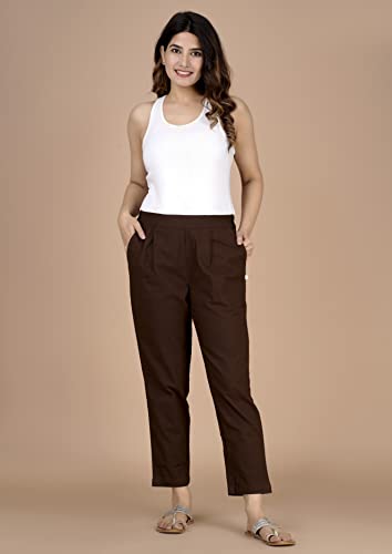 Image of DIGITAL SHOPEE Cotton Women Trouser Pant Use for Formal Office High Waist for Wide Leg Ankle Length Straight Pencil Pant