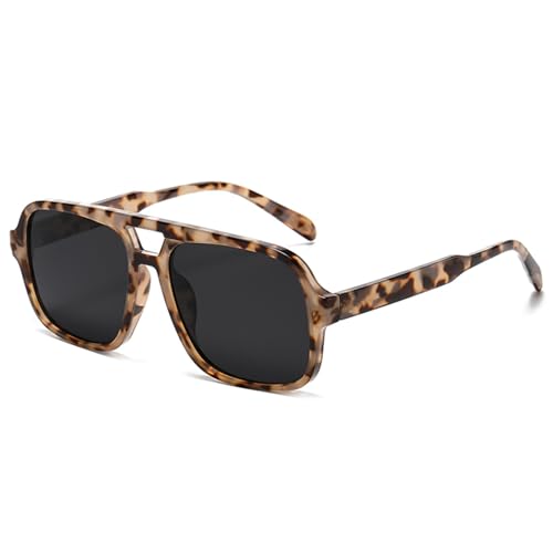 LASPOR Retro Square Aviator Sunglasses for Women Men Vintage Trendy Rectangle Sunglasses 70s Shades