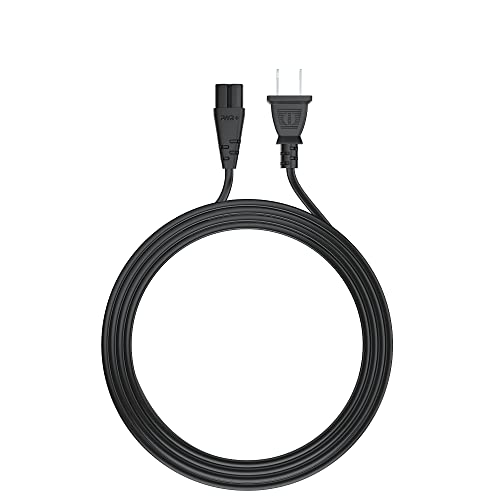 Power Cord 6 Ft Long - Universal 2 Prong Ac Cable Fits Playstation, Tv, Ps And Laptop Chargers - Dell Asus Lenovo Hp Samsung Lg Sony Toshiba Acer Notebook - Black #TOP3
