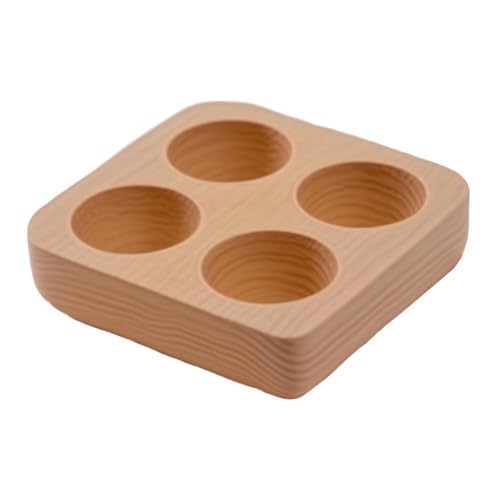 FytStycale Huevera de Madera Bandeja para Nevera Soporte de Mesa Plato para Huevos Frescos Estilo Rústico Multifuncional Adecuado para Almacenamiento Y Decoraci, Doble Fila de 4 Ranuras, Individual