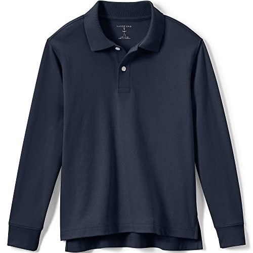 Lands' End Kids Long Sleeve Interlock Polo Shirt X-Large Classic Navy