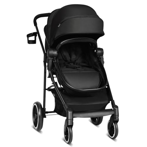 COSTWAY Poussette Canne Bébé Pliable 0-3 Ans avec Siège Réversible, Poussette Haute Paysage avec Auvent & Dossier Réglable, Frein à Pied, Harnais à 5...