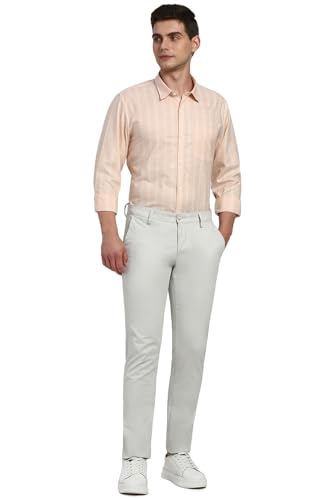 Image of Peter England Men's Cotton Slim Fit Distant Striped Casual Shirt | Full Sleeves, Office Wear