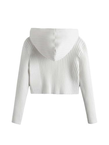 SHENHE Girl's Zip Up Hooded Sweater Ribbed Knit Lightweight Cropped Cardigan Sweater Jacket2
