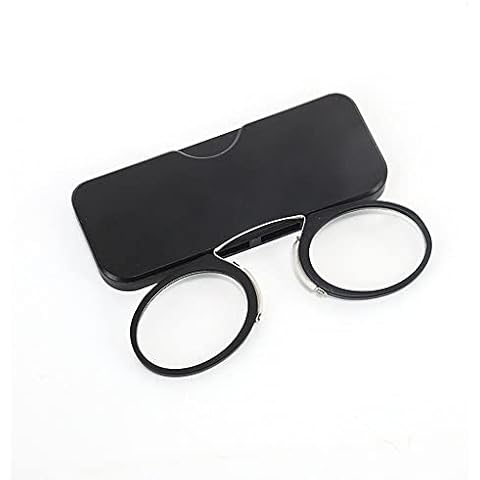 LVLUOKJ Clip On Nose Resting Pinching Reading Glasses, Men Women Compact Unisex Compact Pince-Nez Readers Glasses with Case (Color : Black, Size : +3.50) Cover