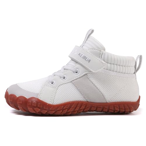 Image of KUBUA Kids High Top Barefoot Shoes Boys Girls Minimalist Zero Drop Sneakers | Wide Toe Box, Padded Collar for Ankle Support, Non-Slip, Hiking, Tennis, Walking, School, Wrestling, Gym, Little Kid, Big Kid