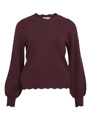 Vila O-Neck Knit Top/Tes Viemi Haut tricoté à col Rond L/S, Aubergine, M Femmes