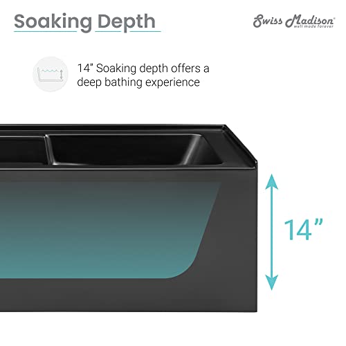 Swiss Madison Well Made Forever Sm-Ab550 Voltaire Alcove Tub 54" X 30" With Armrest In Glossy White #TOP5