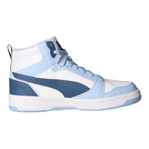 Puma Unisex Kinder Rebound V6 Mid JrSneaker, Puma White Dark Indigo Haute Tropic, 4.5 UK – Ansicht 4
