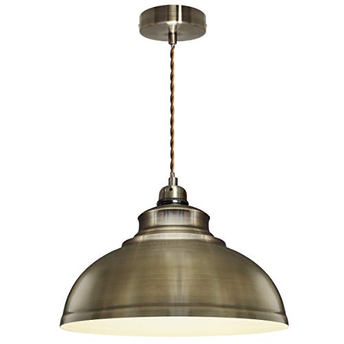 Long Life Lamp Company Modern Vintage Antique Brass Pendant Light Shade Industrial Hanging Ceiling Light Ideal for Dining Room Bar Clubs & Restaurants