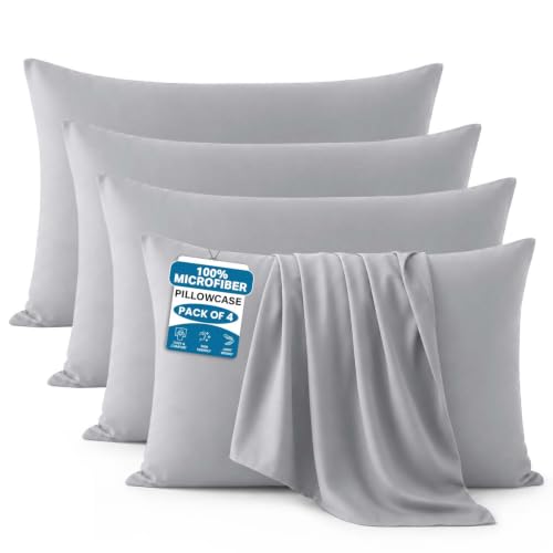 Image of Moonlight Bedding Pillow Cases 4 Pack – Silver Pillowcases Envelope Closure Super Soft Brushed Microfiber Standard House Wife Pillow Covers, (50 X 75 CM)