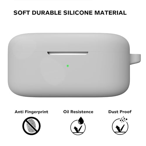 Image of Sounce Earphone Case Cover Compatible for OnePlus Nord Buds 2r, Soft Silicone Skin Case Cover Shock-Absorbing Protective Case with Keychain [Front LED Visible](Grey)