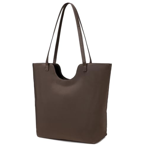 MORGLOVE Wasserdicht Tragetasche mit Reißverschluss, große tote Handtasche für Damen (Kaffeefarbe)