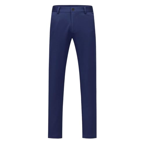 Allthemen Pantalon de Costume Homme Stretch Couleur Unie Pantalon Slim Fit Droit pour Business Bleu Foncé M