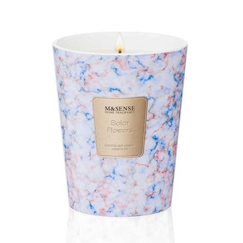 Image of M&SENSE Solar Flowers Scented Soy Candle, 3 Wick Highly Scented 14.1 Oz 75H, Aromatherapy Christmas Gift for Women and Men