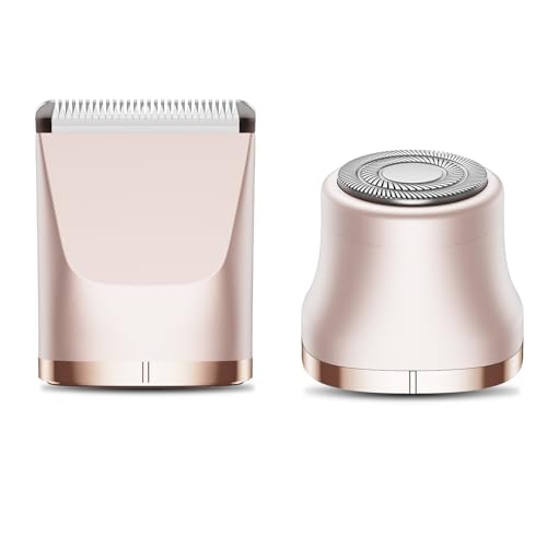 VG VOGCREST Bikini Trimmer Replacement Head: Compact Portable Painless Hair Removal & Precision Shaving Set for Women - Home Travel Bikini Area Use with Rotary Shaver Head(Rose Gold)