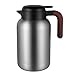 Jarra Térmica,Sus304 Termo Café al Vacío de Doble Pared,Termo 2 Litros y Empuñadura de Madera Maciza Aislada 12h de Calory 24h de Retención de Frío Para Dispensador de Té,Agua,Café(Plata)