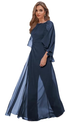 Mother of The Bride Jumpsuit for Wedding Sequin Chiffon Pant Suits with Cape Long Formal Outfit