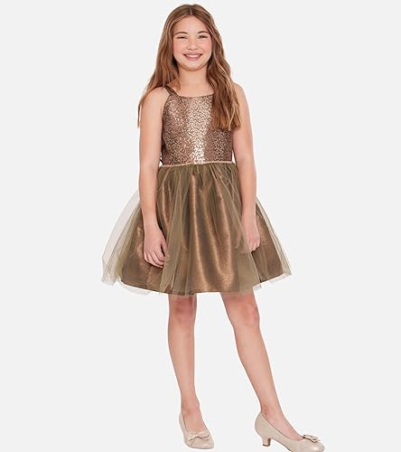 Bonnie Jean Girls 7-16 Bronze Sequins Ballerina Party Dress4