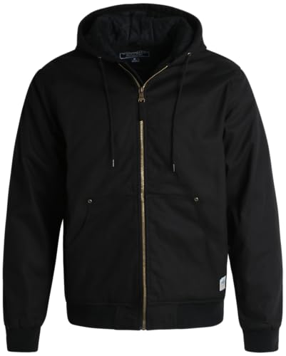 Bass Creek Outfitters Mens Canvas Jacket - Quilted Lining & Ribbed Cuff Sleeves Tricot Duck Work Jackets for Men (M-XXL)2