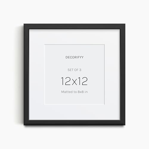 Image of Premium Set of 3 (12x12 inch) Photo Frame for Wall - For Wall Decor and Home Decor | Fits Photo 8x8 inch with Mat or 12x12 inch Without Mat | Black