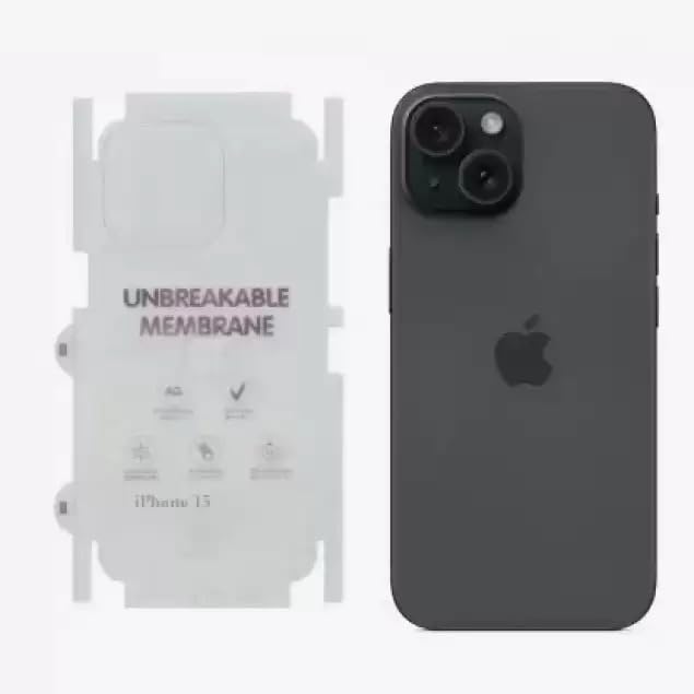 Image of Techsage Back Screen Guard for Apple iPhone 15 Matte Finish Unbreakable Membrane Screen Guard With Sides Coverage(Not Tempered Glass) (Pack of 1)