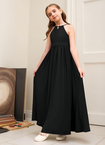 Chiffon Junior Bridesmaid Dresses for Wedding Sleeveless Party Maxi Dress Ruffed Flower Girl Dress3