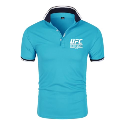 XINGHA Po.lo Hombre U. F. C, Camiseta de Ajuste Delgado con Solapa, Camiseta Futbol Atlético Entrenamiento Transpirable, Corta Hombre(Black_XXL)