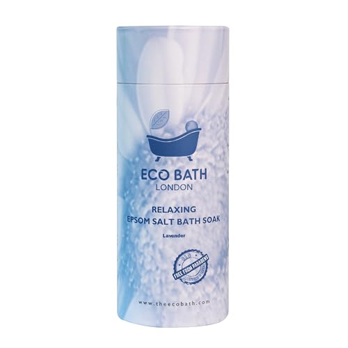 Image of Eco Bath London Relaxing Lavender Epsom Salt Bath Soak - Tube 2.2 LB (1kg) | Made in UK | Magnesium Bath Salt with Lavender Essential Oil | Epsom Salts for Relaxation
