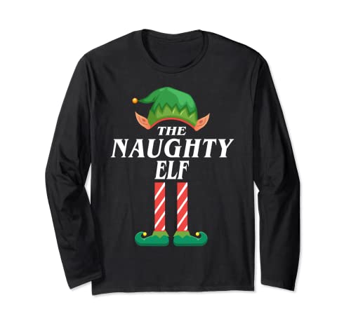 Naughty elf christmas pajamas for family matching sets elf Manga Larga