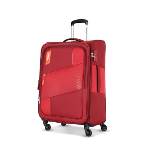 Image of American Tourister Spruce Spinner 82cm Cranberry Red Polyester Softside Luggage with TSA Lock (Trolley /Suitcase)