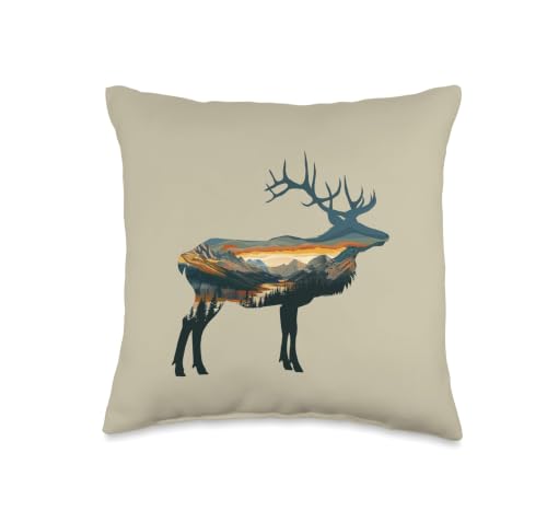 Colorado Elk Rocky Mountain Sunset Wildlife Throw Pillow