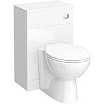 VeeBath Linx 500x300 WC and Back to Wall Toilet, Soft Close Toilet Seat, Concealed Cistern for Bathroom- Gloss White (Flat Pack)