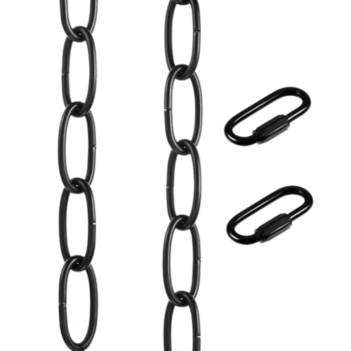 Image of Canomo Pendant Light Fixture Chain Adjustable Lighting Hanging Chain with Connection Locks for Chandelier, Plants Supports to 50LB (Black, 12 feet)