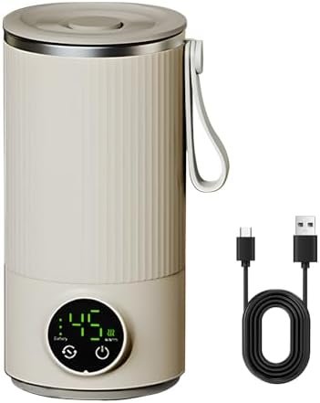 WGL&HJ Electric Self Heating & Stirring Coffee Mug Rechargeable,Smart Temperature Control Heated Travel Drink Mug, Type-C Charging,4-6 Hours Battery Life