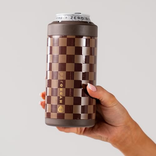 Image of HydroJug Tall Can Cooler 16 oz, Stainless Steel Can Holder, Autumn Checkers