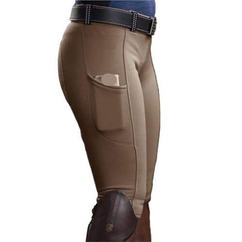 YGMNQAL PantalóN De Montar A Caballo Pantalones de equitación elásticos de Cintura Alta for Mujer y Hombre(Khaki,L)