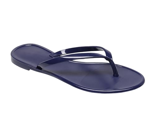 Image of Womens Flip Flops Thong Sandals Jelly Shoes Flat for Ladies Slides Black Slippers Size 9 Slip On Summer Beach Dressy