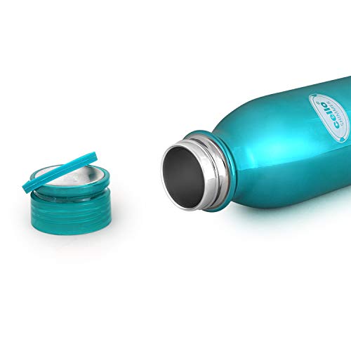 Cello Shimmer Stainless Steel Double Walled Water Bottle | Hot & Cold Water Flask | 600ml | 1 Unit | Blue - Image 12 thumbnail