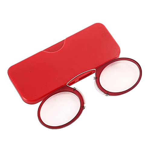 GERUI Lesebrille 2.0 Dioptrien Damen Herren Monokel Lesehilfe Mini Nasenclip Randlose Lesebrille (Rot, 2, diopters) Cover