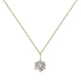 MOTIBACK Six-Prong Solitaire Necklace for Women, Classic Round Pendant with Gold Plated Titanium Steel Chain, Dainty Crystal Diamond Jewelry Gift