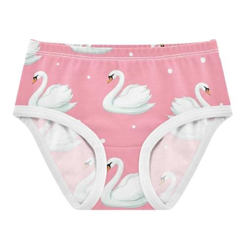 Toddler Underwear Floral 2t Cotton Panties for Girl Durable Undies Kids Briefs Elegant White Swans Pink