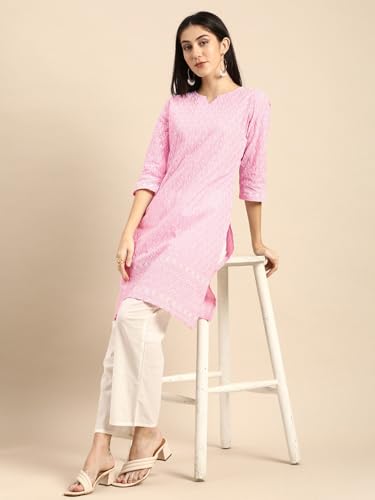Image of Amazon Brand - Tavasya Women Cotton Solid Straight Kurta