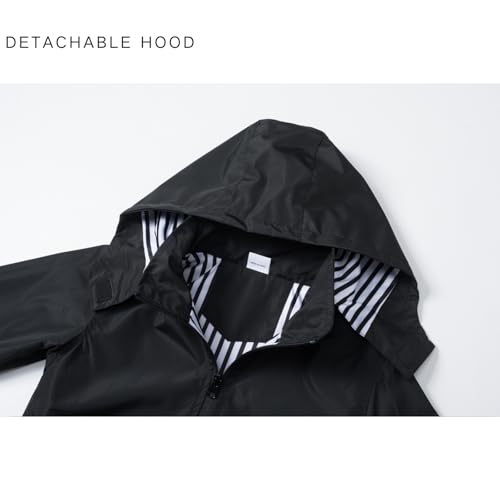 Image of Boys Rain Jacket with Detachable Hood Lightweight Raincoats for Kids