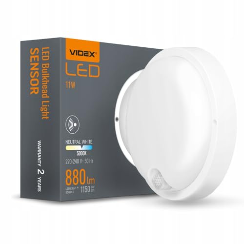 Plafonnier LED avec détecteur de mouvement plafonnier automatique 11W 880lm Videx