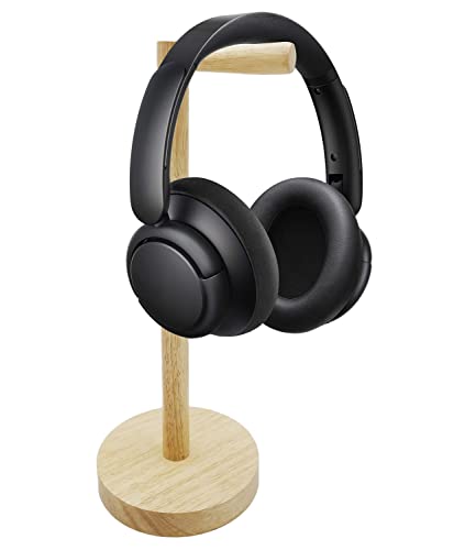 Headphone Stand Desktop Gaming Headset Holder Wood Base Universal Headphone Hanger PC Headset Display&Wireless Headphone Earphone Accessories Handmade Sleek Style Hanger